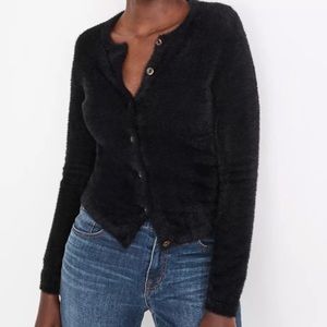 Madewell Hewitt Fuzzy Cardigan Sweater Black sz XS